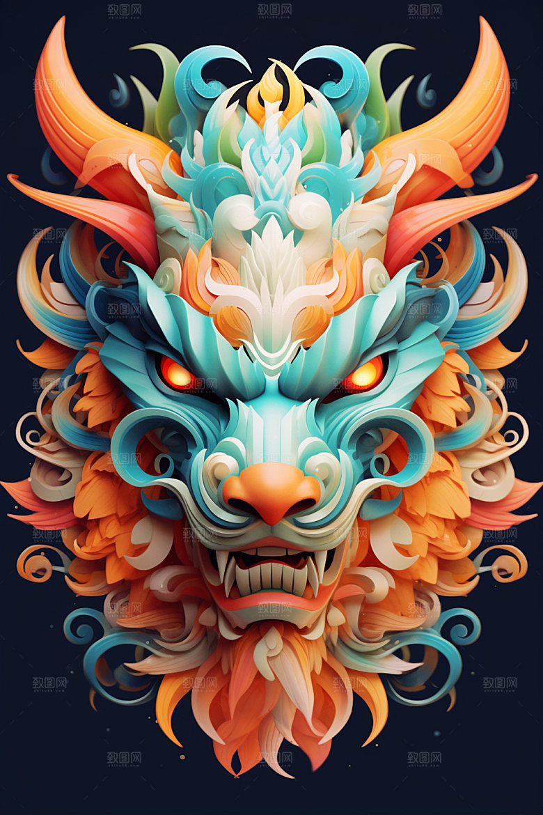 立体龙头生肖龙新年效果图