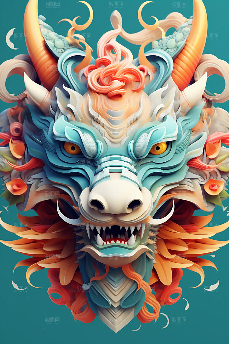 立体龙头十二生肖生肖龙效果图