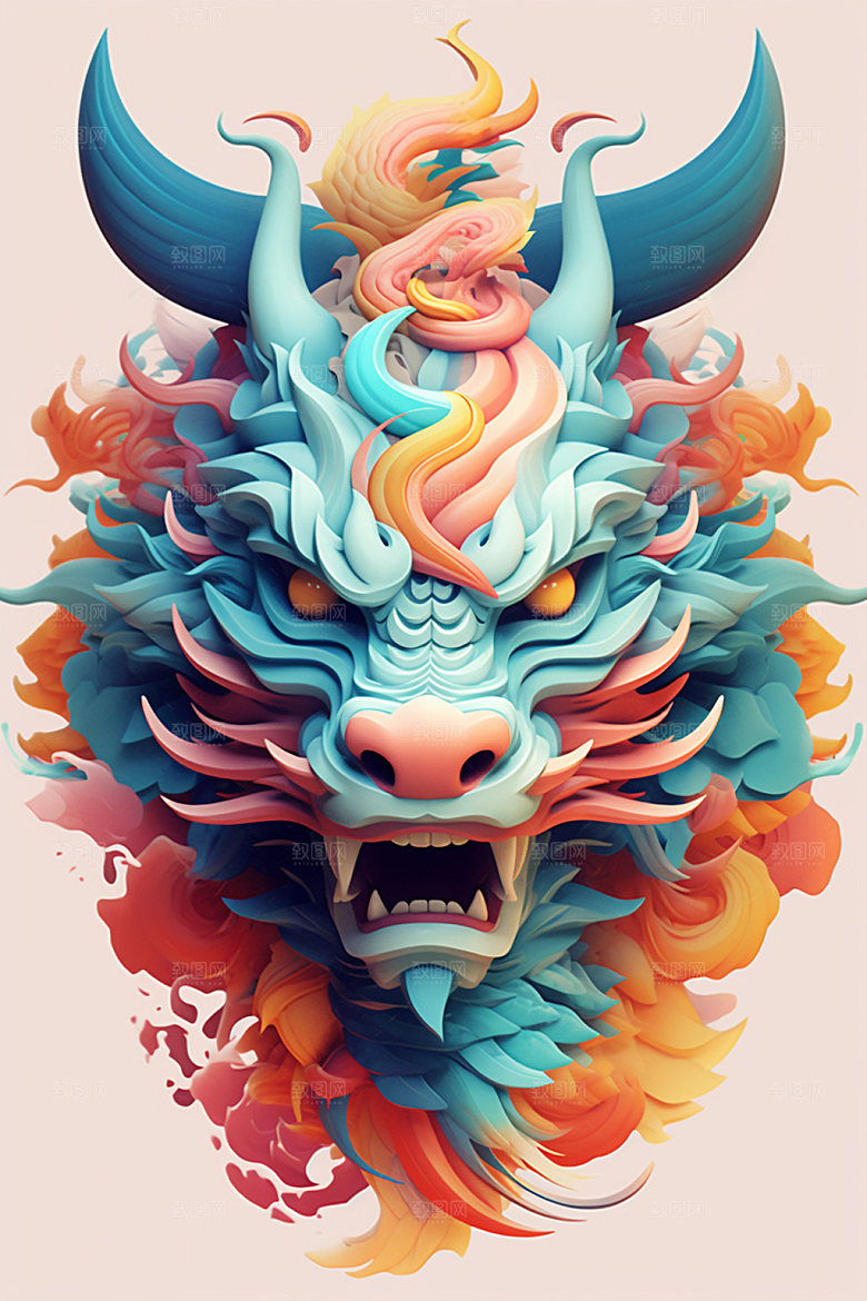 立体龙头3D龙年效果图