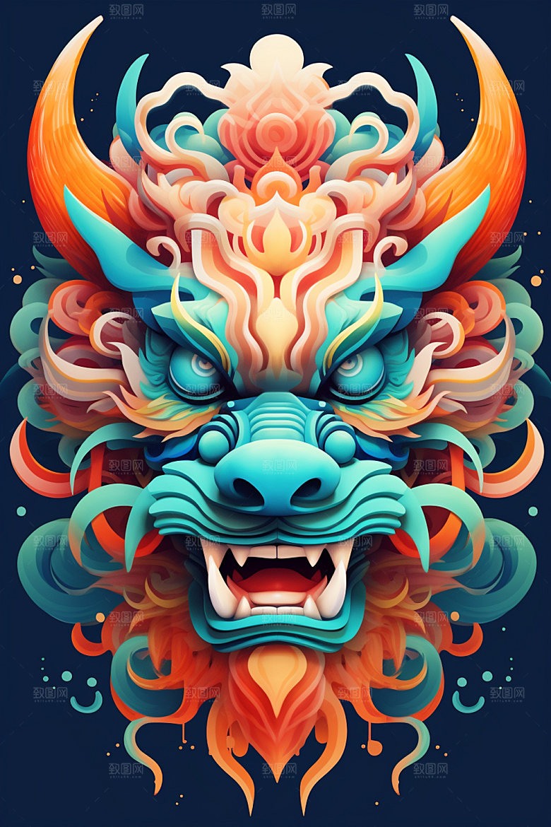 立体龙头龙年3D效果图