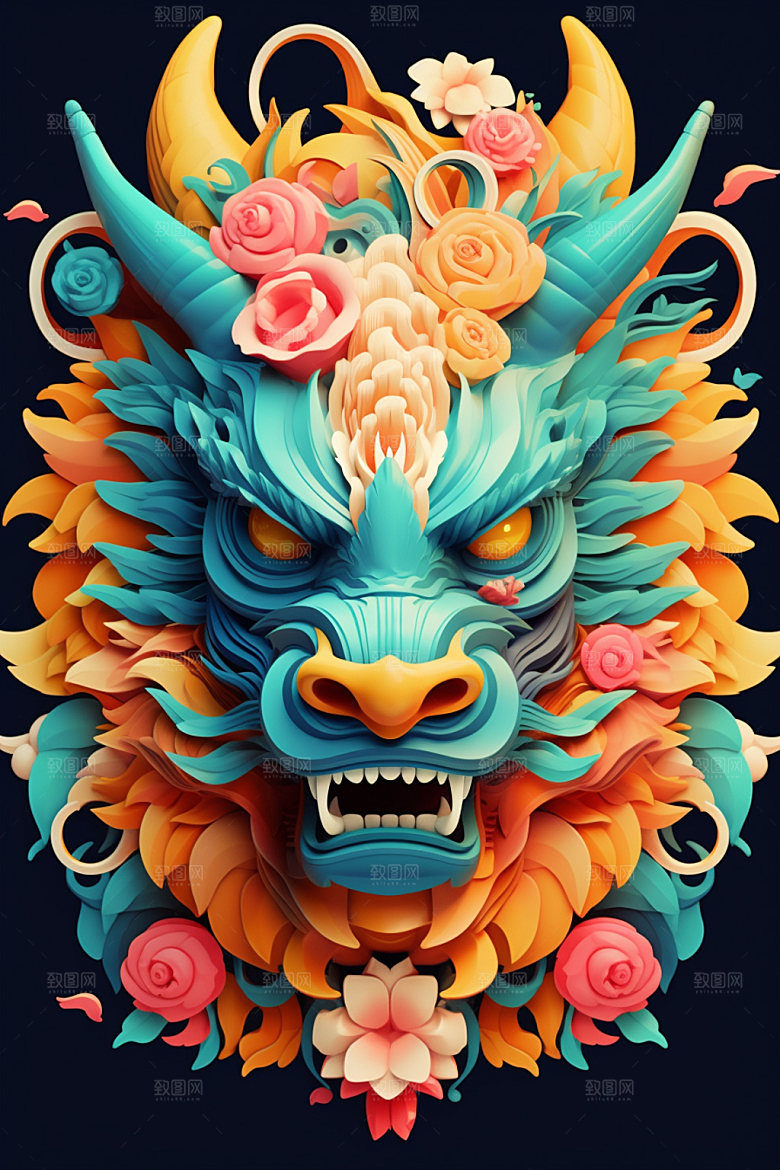 立体龙头龙年春节效果图