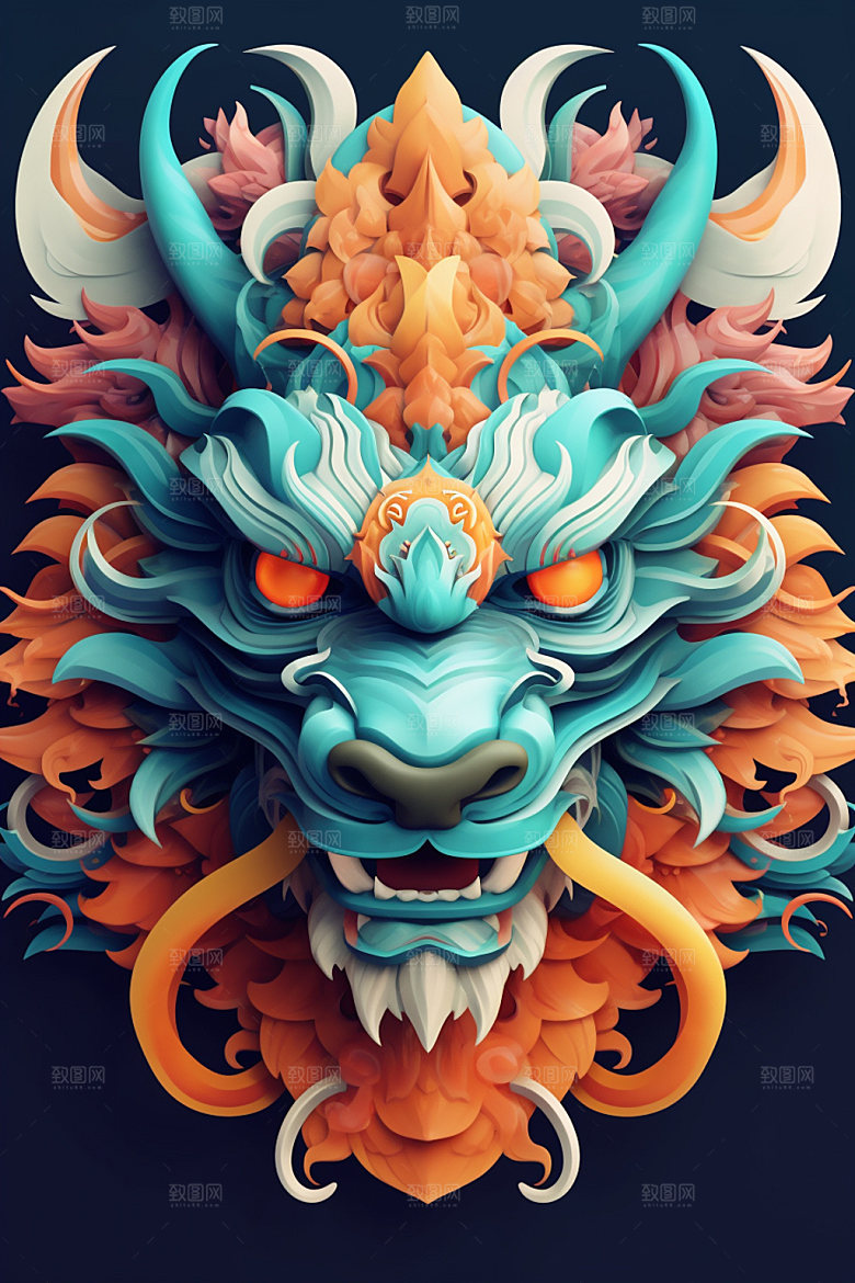 立体龙头喜庆十二生肖效果图