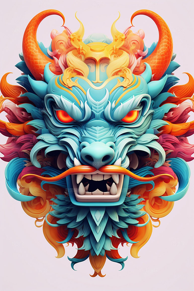 立体龙头3D十二生肖效果图