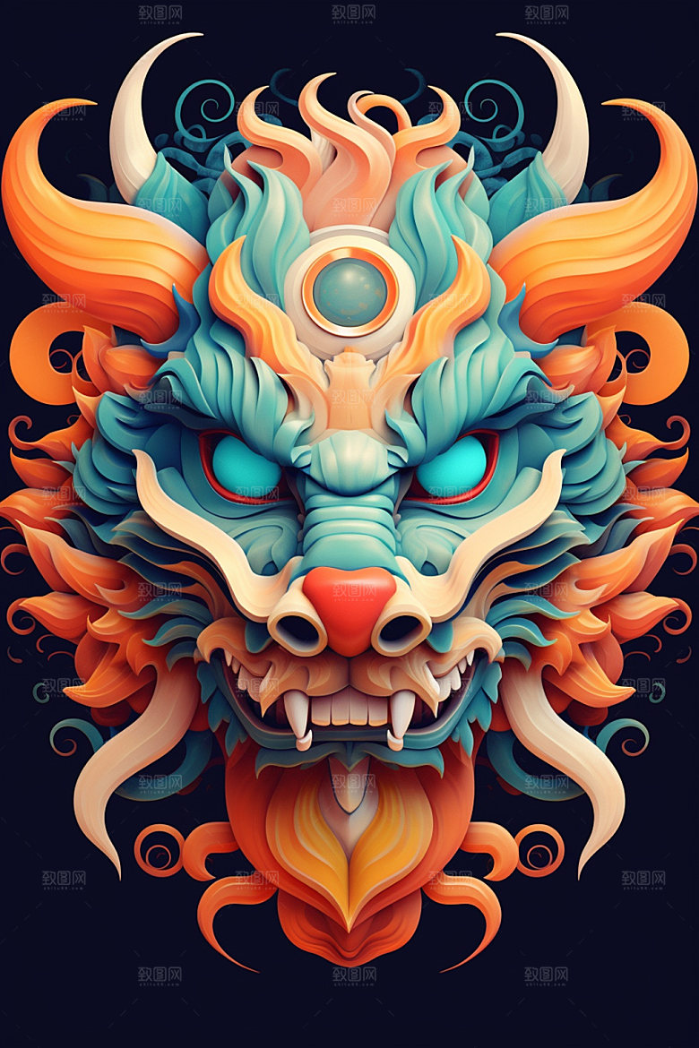 立体龙头喜庆十二生肖效果图