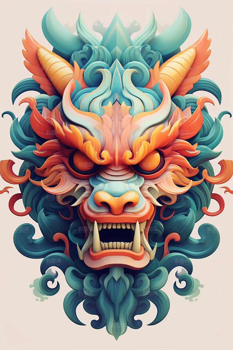 立体龙头生肖龙新年效果图