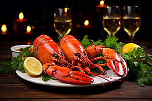 龙虾烛光晚餐美食摄影图