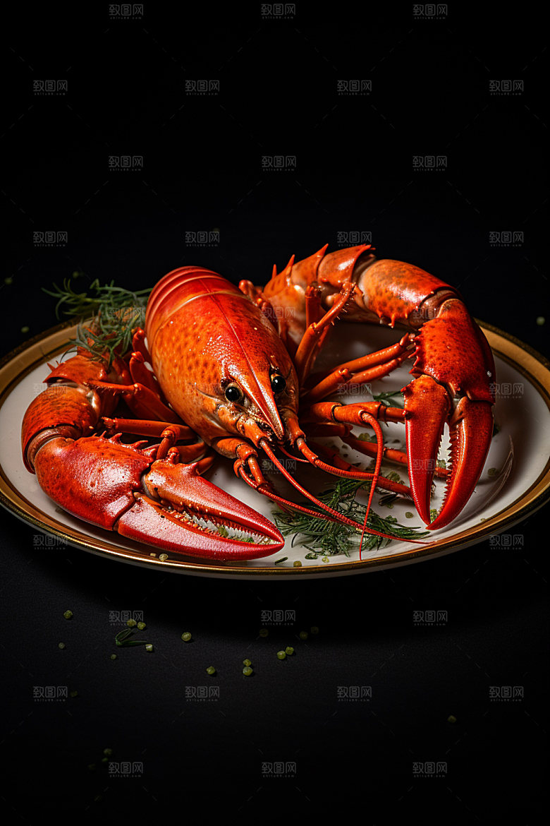 龙虾大餐美食摄影图