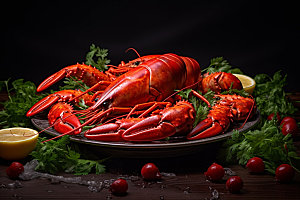 龙虾西餐美食摄影图