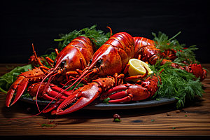 龙虾大餐美味摄影图
