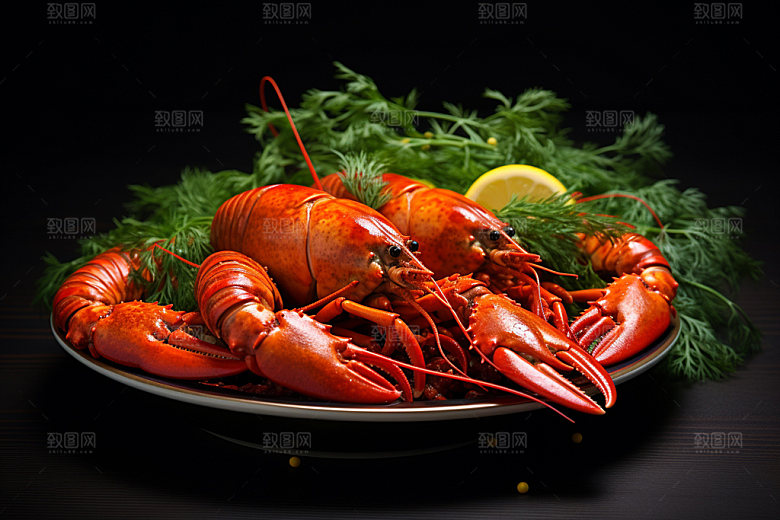 龙虾大餐烛光晚餐摄影图