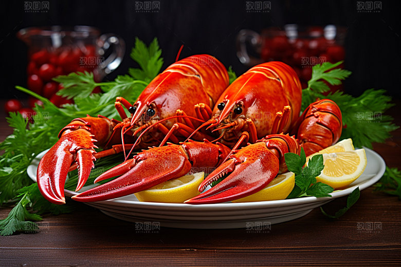 龙虾烛光晚餐美味摄影图