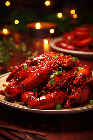 龙虾大餐美食摄影图