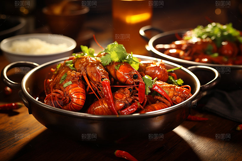 龙虾美味烛光晚餐摄影图