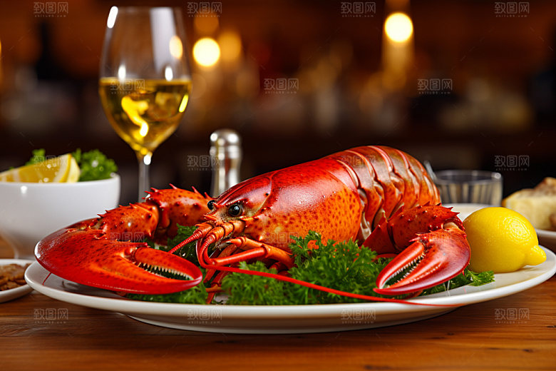 龙虾美味西餐摄影图