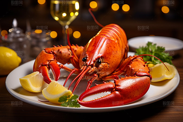 龙虾大餐海鲜摄影图