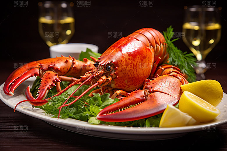 龙虾烛光晚餐海鲜摄影图