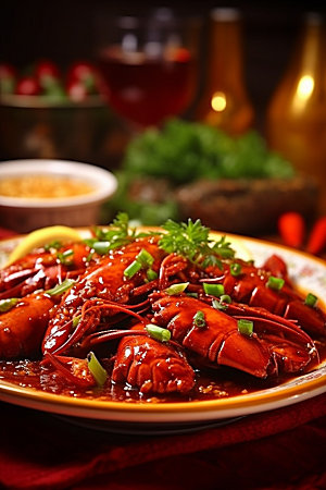 龙虾西餐大餐摄影图