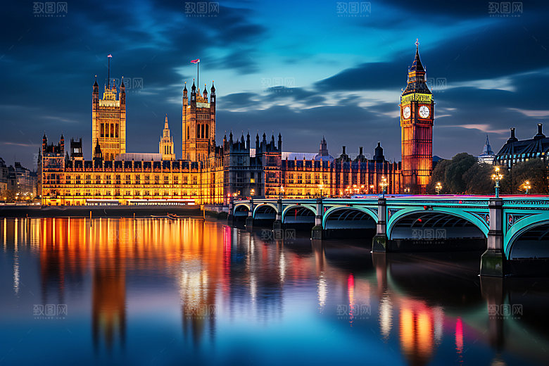 英国伦敦街景建筑摄影图
