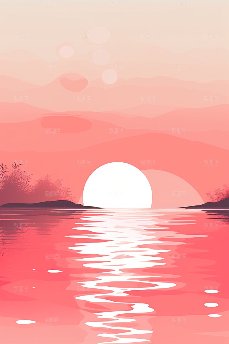 落日简约重阳节插画