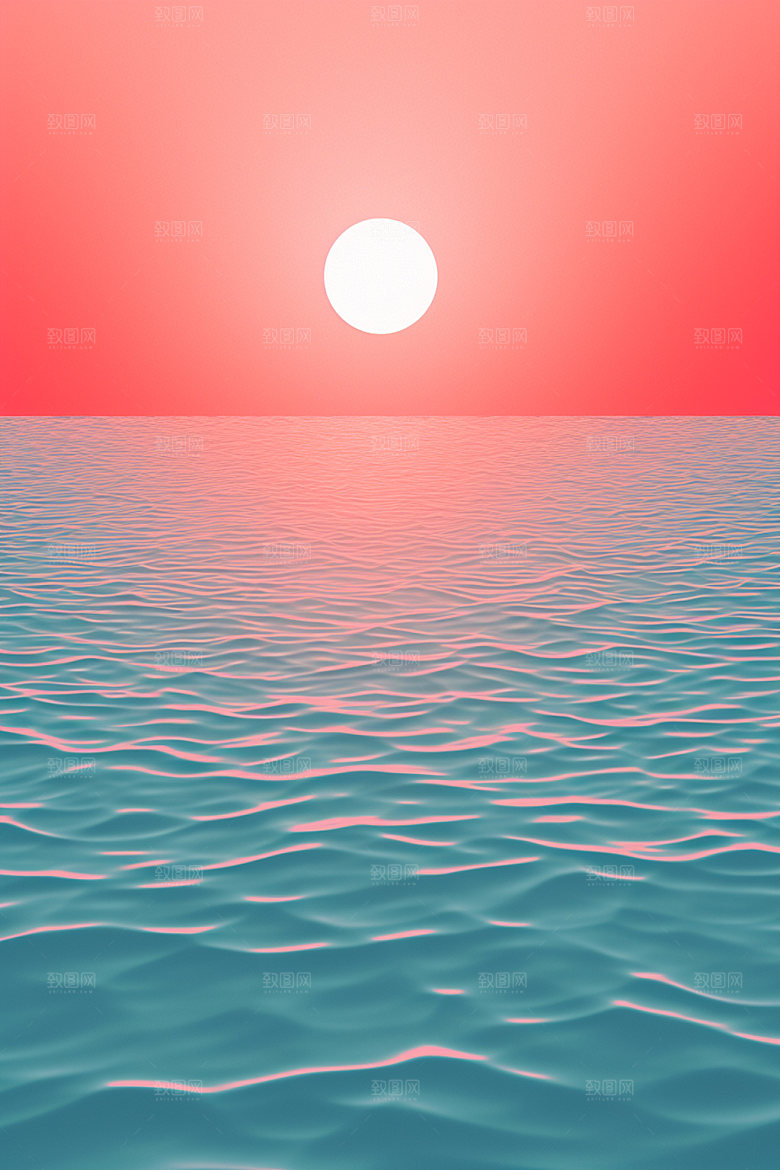 落日晚霞夕阳插画