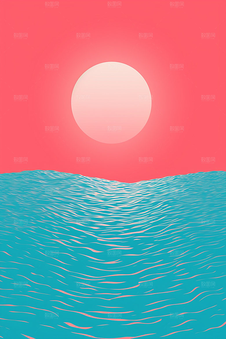 落日晚霞高清插画