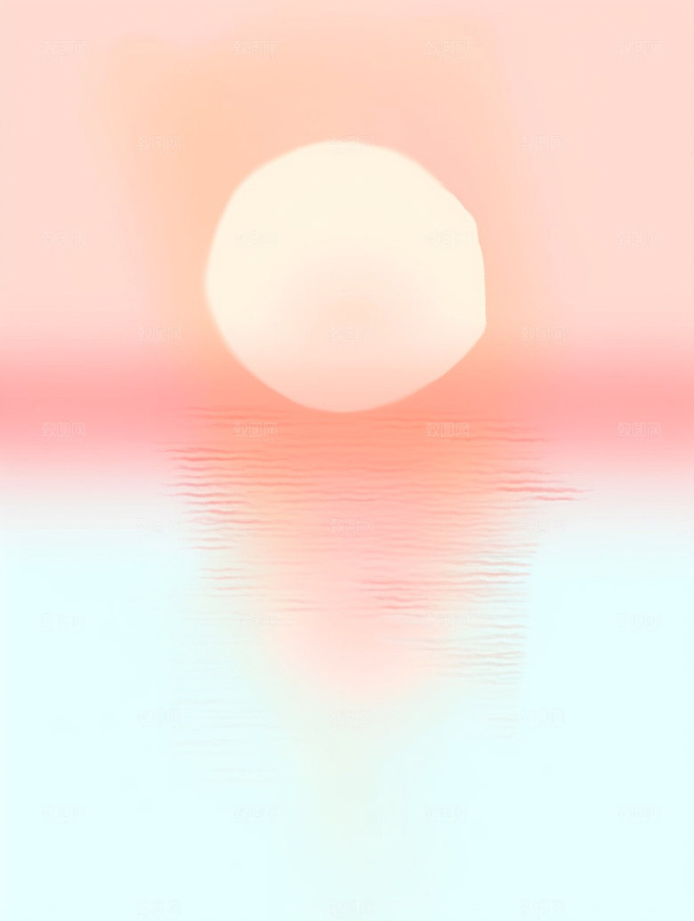 落日夕阳渐变插画