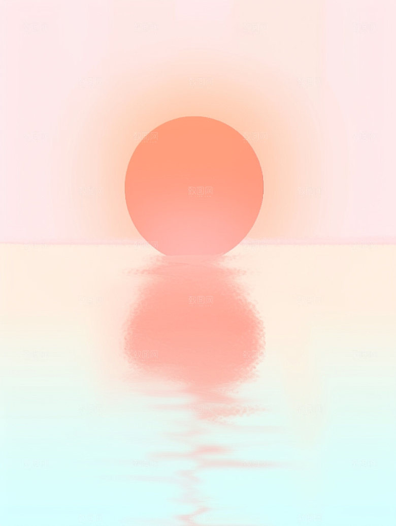 落日温馨高清插画