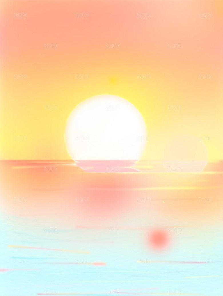 落日余晖高清插画