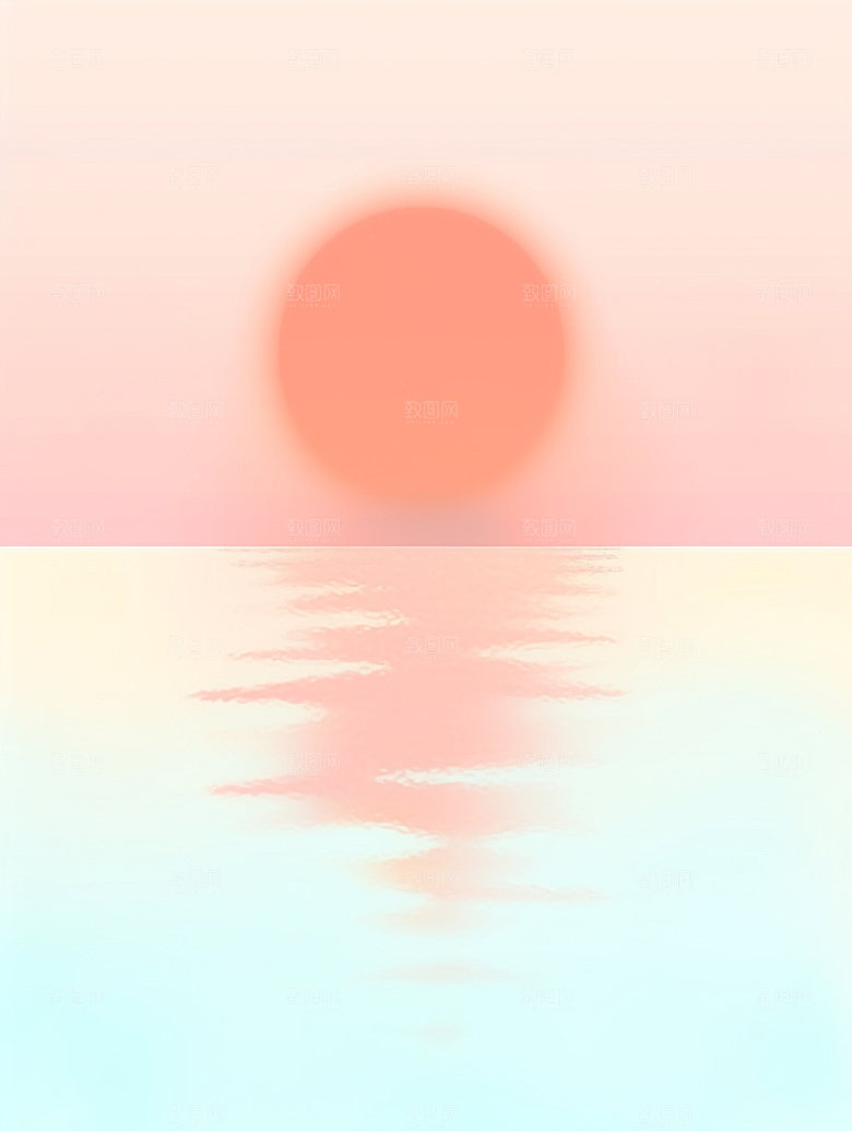 落日高清暖色调插画