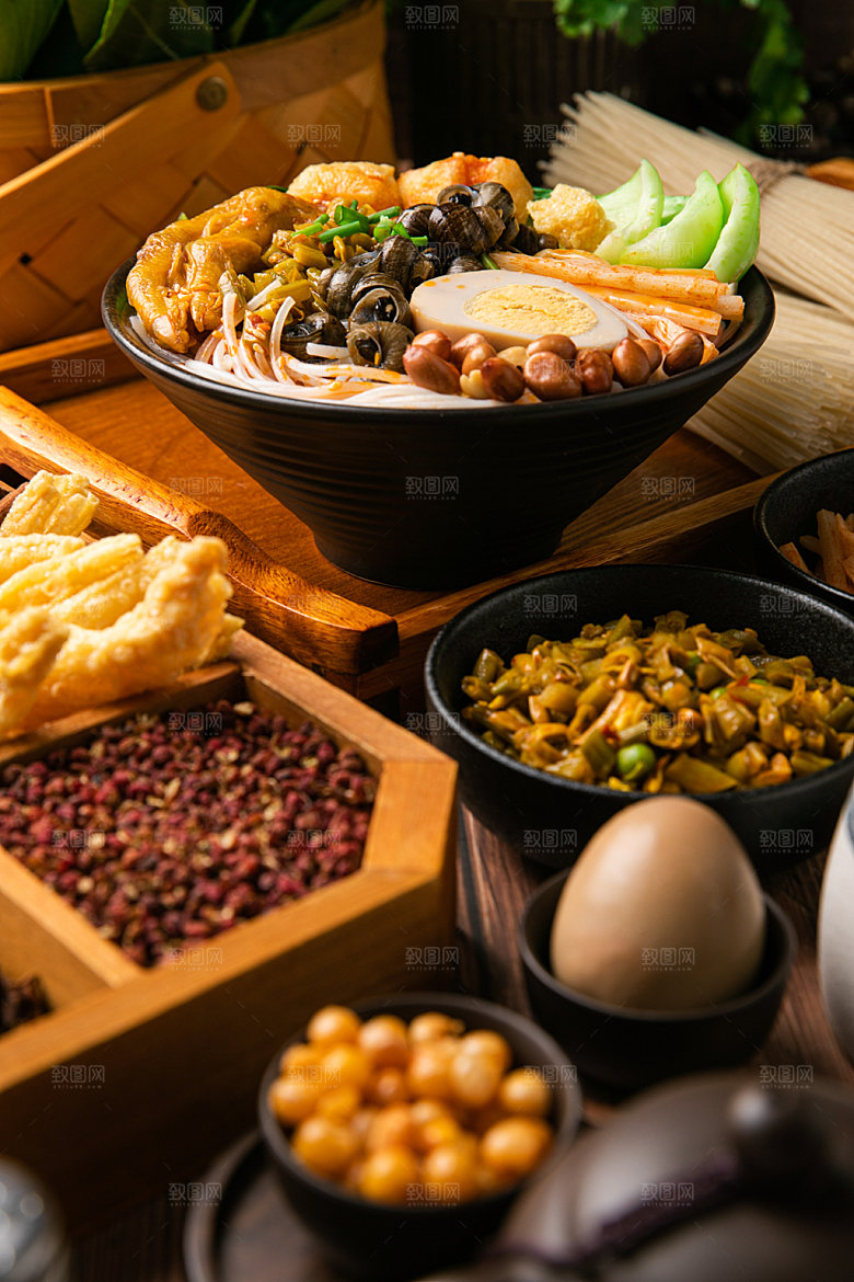 柳州螺狮粉汤粉美味摄影图