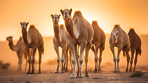 驼队荒漠高清摄影图
