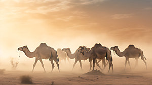 驼队丝绸之路大漠摄影图
