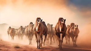 驼队大漠沙漠摄影图
