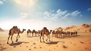 驼队高清沙漠摄影图