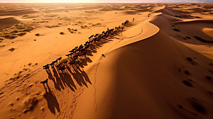 驼队荒漠大漠摄影图