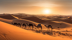 驼队沙漠西北摄影图