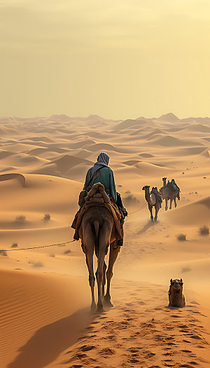 驼队沙漠西北摄影图