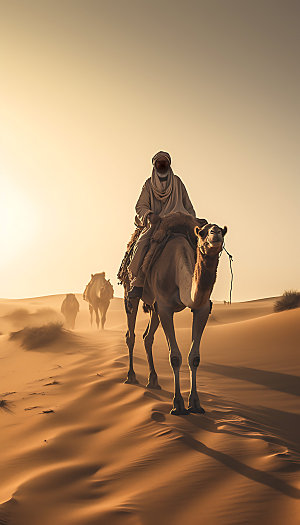 驼队大漠骆驼摄影图