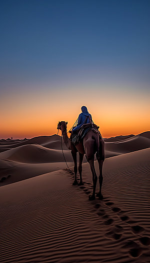 驼队西北沙漠摄影图