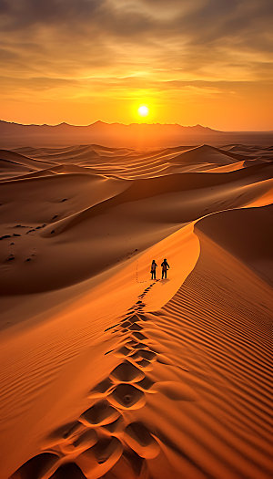 驼队荒漠骆驼摄影图