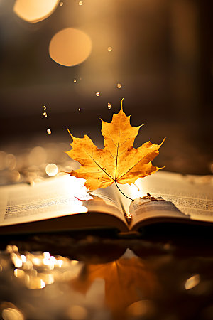 秋天读书温暖高清摄影图