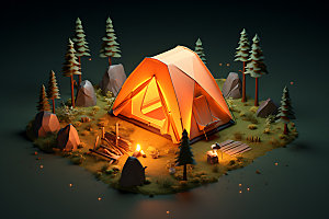 露营帐篷立体微缩模型