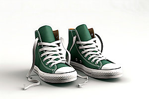 绿色帆布鞋年轻流行展示图
