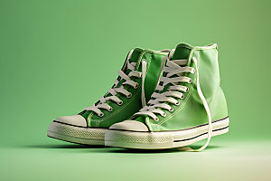 绿色帆布鞋时尚流行展示图