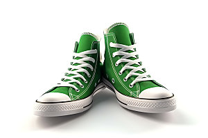 绿色帆布鞋休闲运动展示图