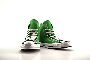 绿色帆布鞋运动鞋类展示图