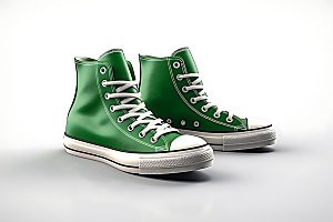 绿色帆布鞋休闲效果图展示图