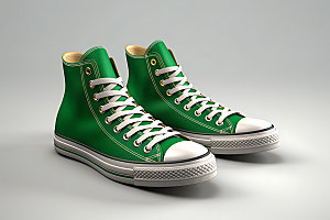 绿色帆布鞋运动鞋类展示图