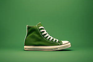 绿色帆布鞋青春时尚展示图