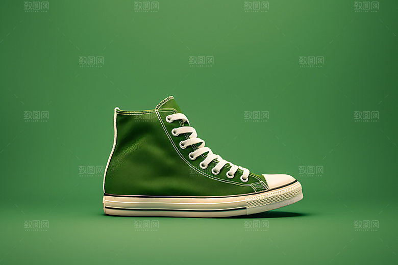 绿色帆布鞋青春时尚展示图